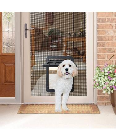 Black Pet Dog Screen Door with Magnetic Flap - Lockable Cat Door for Existing Screen/Sliding Door Window & Porch - Buy Online on GoSupps.com