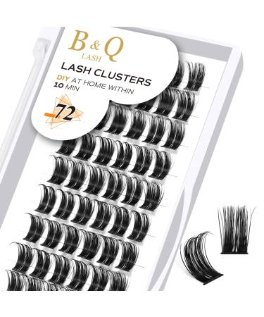 Cluster lashes 72 Clusters B&Q Lash Clusters D Curl Individual Cluster Lashes Natural Eyelash Clusters DIY Lash Extensions Soft Fluffy Cluster Eyelash Extensions (UK-FD-B45-D-12) D-12 mm B 45