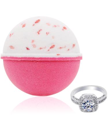 Bath Bomb with Surprise Size Ring Inside - Pink Himalayan Sea Salt Extra Large 10 oz. Bath Bombs with Jewelry - Hand Made in USA - Perfect for Spa & Bubble Bath. Great Gift for Birthday  Mothers Day 10 Ounce (Pack of 1)