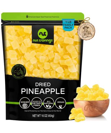 Sun Dried Pineapple Chunks, with Sugar Added (16oz - 1 LB) Packed Fresh in Resealable Bag - Sweet Dehydrated Fruit, Snack Treat - Healthy Food, All Natural, Vegan, Kosher Certified 16 Ounce - Buy Online on GoSupps.com