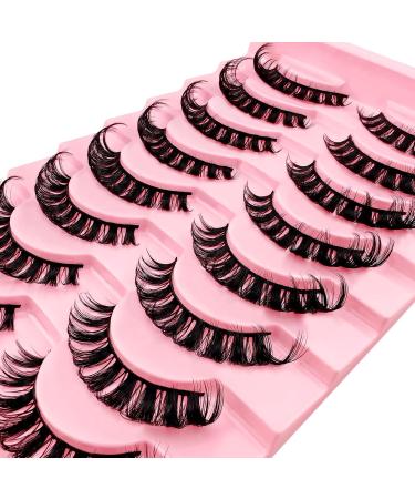 10 Pairs 3D Artificial Eyelashes - Russian Volume Cat Eye Lashes D Curl | Natural Wispy Look (S018) - Buy Online on GoSupps.com