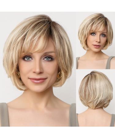 EMMOR Hand-Tied Lace Front Wig  100% Human Hair Wigs for Women Natural Layered Wig  Wavy Different Style for White Women - P4/6/18