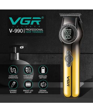VGR Beard Hair Trimmer Men Rechargeable USB-C Electric - Professional 8000 RPM - LED Light - 2 Speeds - Ceramic Blades - 200 Min Battery - Cordless Clippers Grooming Kit - Face Edge Detailer Stubble - Buy Online on GoSupps.com