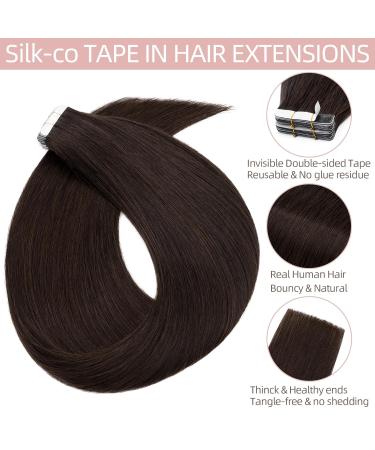 Buy Silk-Co Tape in Extensions - Real Remy Hair 40 Stk Dark Brown 30cm | Premium Skin Weft Hair Extensions - Buy Online on GoSupps.com