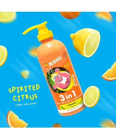 Mr. Bubble Spirited Citrus 3-in-1 Body Wash Shampoo & Conditioner with Vitamin C - Strengthen and Renew Hair and Body - 3-Pack - Buy Online on GoSupps.com