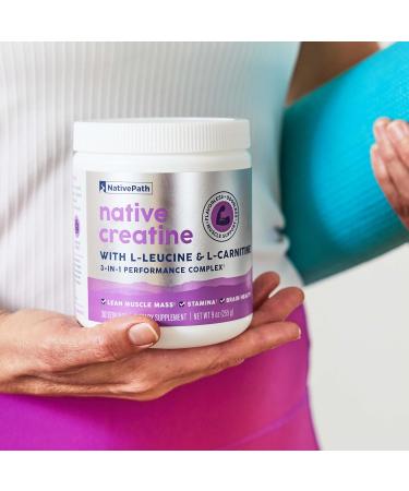 NativePath Creatine Monohydrate Powder with L-Leucine & L-Carnitine - Supports Muscle Health for Men & Women - 30 Servings 9 Ounce (Pack of 1) - Buy Online on GoSupps.com