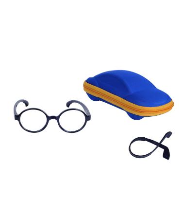 Children blue light filter glasses without strength UV block Tr90 round glasses frame for young girls + anti -slide glasses band + glasses case black