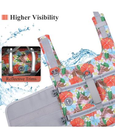 Vivaglory Ripstop Dog Rescue Vest - Improved Buoyancy & Visibility for Small Medium Dogs | Flower Orange XXS (28-35cm) - Buy Online on GoSupps.com
