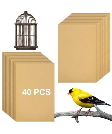 ROYJACKSON 40 Pieces Gravel Liner Paper for Bird Cage, 17x11 inch Disposable Bird Cage Liners Fecal Tray Paper Hard-Billed Birds Pet Cages Cushion for Clean