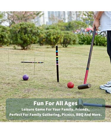 SpexDarxs 32 Six Player Croquet Set with Premium Wooden Mallets & Carry Bag - Fun Outdoor Lawn Game for Kids & Adults - Buy Online on GoSupps.com