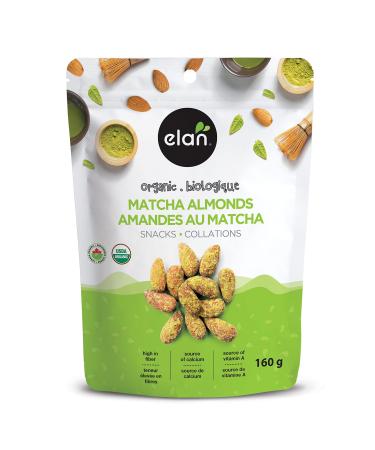 Elan Organic Matcha Almonds 160g Non-GMO Gluten-Free Vegan Kosher Superfood Infused Nuts (Roasted Almonds Coconut Matcha Green Tea Powder) Source of Antioxidants (Vitamin A)