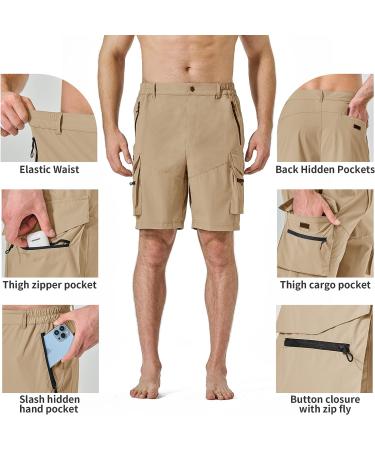 Pausel Men's Quick Dry Hiking Tactical Cargo Shorts - Yellow Khaki, Medium - Buy Online on GoSupps.com
