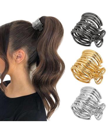 Propog hair clip metal high ponytail clips hair clips women hair clips small medium -sized non -slip fashionable hair jewelry women for thick thin hair (gold silver black)
