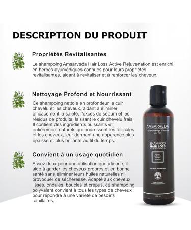 Amsarveda Hair Loss Active Rejuvenation Shampoo 100% naturel ayurv dique nettoyage en profondeur nourrissant sans parab nes ni sulfates 250 ml - Buy Online on GoSupps.com