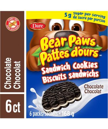 Bear Paws Chocolate Sandwich Cookies - Soft Cookie Snack Packs School Snacks Made With Real Cocoa Peanut Free 168g 6 Pouches - Buy Online on GoSupps.com