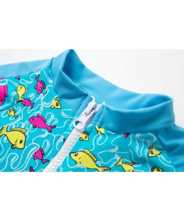 Baby Boys Sunsuit UPF 50+ Sun Protection One Piece with Zipper Swimwear and Sun Hat - Lake Blue (3-6 Months) - Buy Online on GoSupps.com