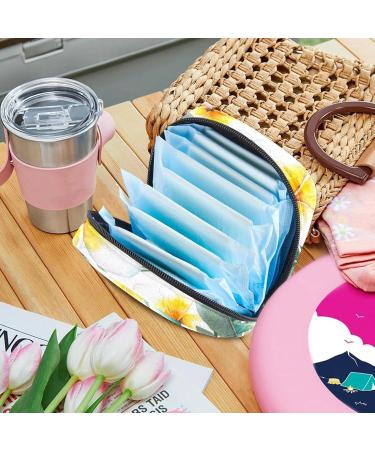 Menstruation Pad Bag with Zipper | Women's Tampon & Napkin Bag - Summer Palm & Plumeria Flowers Design - Buy Online on GoSupps.com