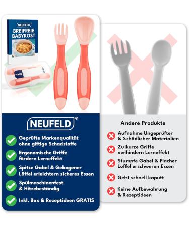 Buy NEUFELD Children's Cutlery Set - Dishwasher-Safe Pink Includes FREE Box & Recipes - Perfect for 3+ Months - Buy Online on GoSupps.com