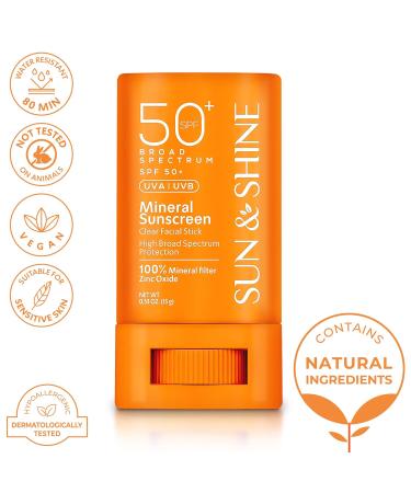 Sun & Shine Mineral Zinc Oxide Sunscreen Stick SPF 50+ | Vegan Reef Safe Fragrance-Free | Broad Spectrum Skin Protection for Sensitive Skin - Buy Online on GoSupps.com
