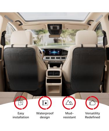Surdoca Premium Waterproof Car Seat Kick Mat - Pu Leather Back Seat Protector for Kids - Stain Resistant, Adjustable Strap - Universal Fit - Black - Buy Online on GoSupps.com