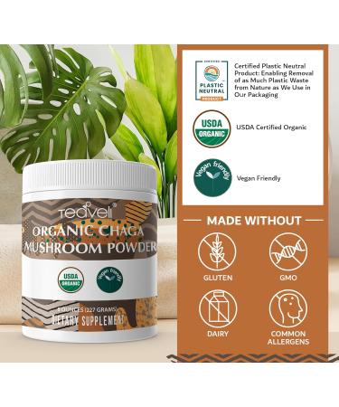 Teaveli Organic Chaga Mushroom Powder - 8oz (226g) for Tea & Coffee | Vegan-Friendly Detox & Immune Support | Clean Energy Boost | Pack of 1 - Buy Online on GoSupps.com