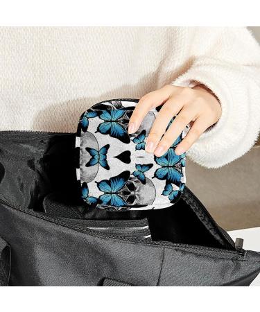 GIAPB Period Bag - Sanitary Napkin Storage & Travel Makeup Bag - Butterfly and Skulls Design - Buy Online on GoSupps.com