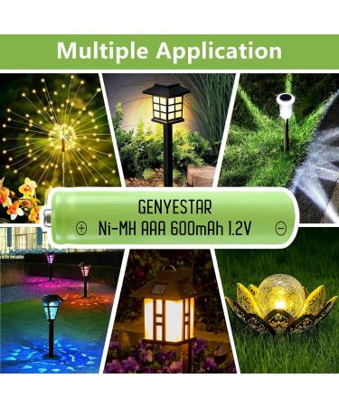 Ni-MH Rechargeable AAA Batteries 600mAh - High Capacity 1.2V Pre-Charged for Solar Garden Lights | 4 Pack - Buy Online on GoSupps.com