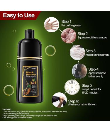 TENGLONG Instant Black Hair Dye Shampoo 500ml - Long Lasting Color, 100% Gray Coverage, Herbal Ingredients - For Men & Women - Includes Gloves - Buy Online on GoSupps.com