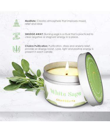 Chandelita White Sage Fragrance Candle - Soy Wax for Cleansing Relaxation Meditation & Chakra Healing - Shop Internationally - Buy Online on GoSupps.com