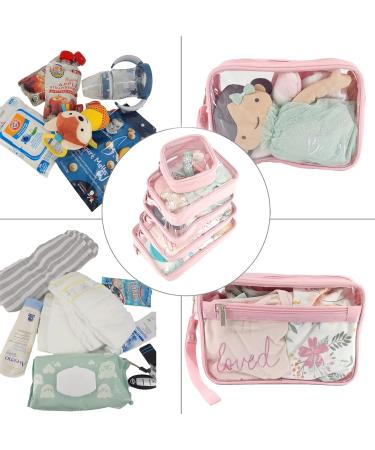 Llama Bella 5 Piece Diaper Bag Organizer Pouch Set - Clear with Straps and Pacifier Case in Pink - Buy Online on GoSupps.com