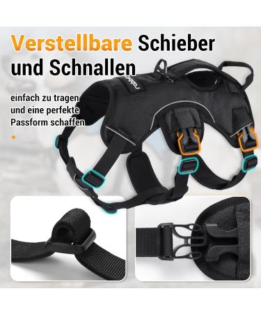 Buy Rabbitgoo No-Pull Dog Harness with Handle | Adjustable Vest for Large Dogs | Safe Control & Comfort | Outdoor Training | 1 Pack - Black - Buy Online on GoSupps.com