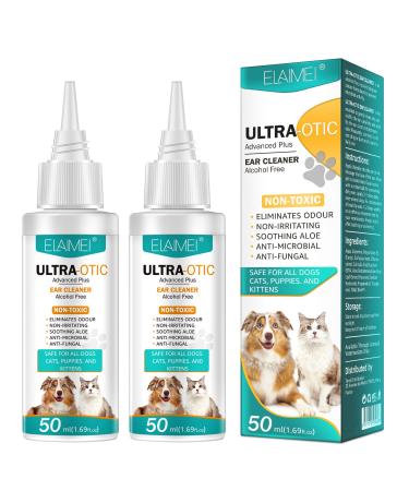 Smddx Dog Ear Drops (50mlx2) Dog Ear Drops for Infection Antibiotics Ear Cleaner for Dogs Provides Relief for Yeast Infection Itching and Odours-First Aid Antiseptic for Puppy Cats and Dogs