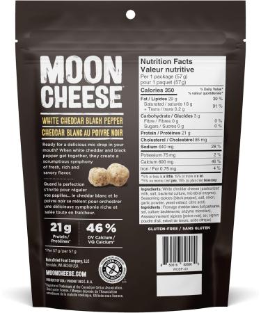 Moon Cheese White Chedda Black Peppa 100% Cheddar Cheese Low-Carb 10 Oz Keto-Friendly High Protein Snack Alternative to Protein Bars Cookies and Shakes 57 Grams cheddar 57 g (Pack of 1) - Buy Online on GoSupps.com