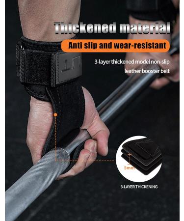 Train Aid Strength Training Leather Lifting Straps | Fitness Bodybuilding & Weightlifting Grip Aids | Gym Accessories for Men & Women - Black - Buy Online on GoSupps.com