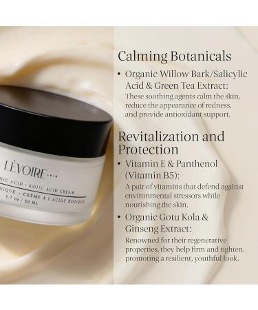 LEVOIRE SKIN Brightening Hyaluronic + Kojic Acid Cream | Hydrating Face Moisturizer with Aloe Shea Butter & Licorice Root | Evens Tone & Fades Dark Spots | Vegan Clean & Cruelty-Free | 2oz - Buy Online on GoSupps.com