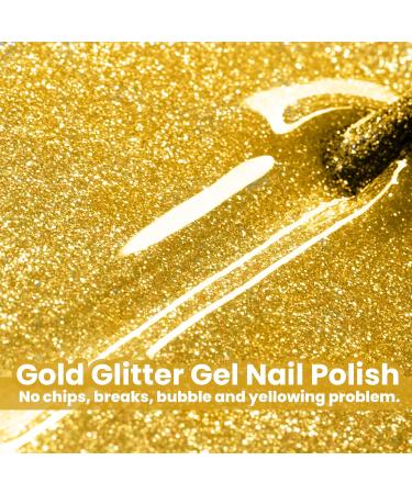 MAYCHAO 15ML Gold Gel Nail Polish 1Pc Gold Shimmer Gel Polish Soak Off UV LED Nail Polish Nail Art Starter Manicure Salon DIY at Home 0.5 OZ - Buy Online on GoSupps.com