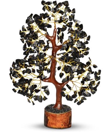 Black Tourmaline Stone Crystal Tree - Feng Shui Gem Tree for Office Desk Decor - Positive Tourmaline Quartz Crystal Gifts - Buy Online on GoSupps.com