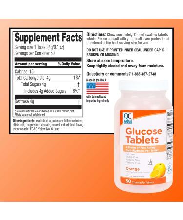 Quality Choice Glucose Tablets Orange Flavor Fast-Acting Carbohydrate Supplement Fat-Free Gluten-Free Sodium-Free Caffeine-Free 50 Chewable Tablets + 10 Chewable Tablets Kit - Buy Online on GoSupps.com