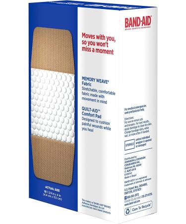 Band-Aid Brand Extra Large Flexible Fabric Adhesive Bandages - 10 Count (Pack of 2) - Buy Online on GoSupps.com
