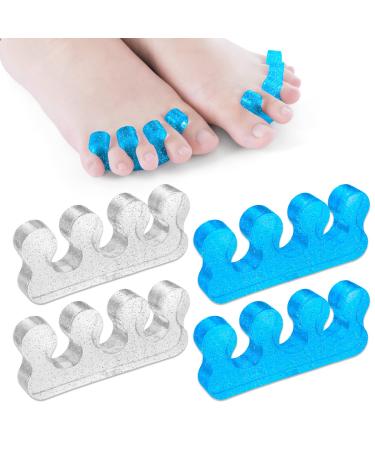 Sibba 4 Pcs Gel Toe Separator Toe Separators Spacers Pedicure Repeatable Washable Toenail Dividers for Men and Women Gel Nail Polish Toe Spacers Application for Pedicure Manicure Nail Art 2 Pairs - 1 Transparent & 1 Blue - Buy Online on GoSupps.com