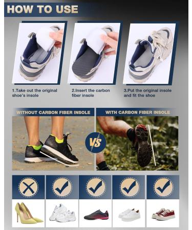 Carbon Fiber Insoles for Foot Pain Relief | Arch Support Inserts for Men Size 10/Women 11 | Rigid Shoe Soles for Arthritis & Hallux Rigidus - Buy Online on GoSupps.com