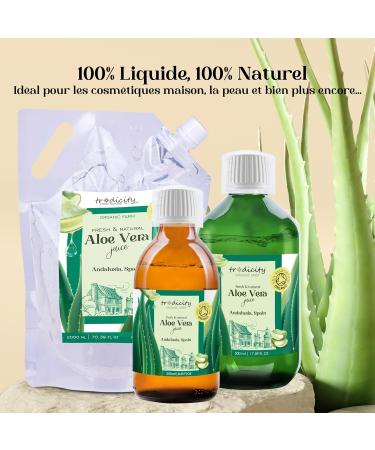 Aloe Vera Pure Liquid 100% Natural Organic: Moisturizing Soothing and Repairing Toning and Facial Cleanser After Sun Hair Removal and Shaving Anti-Aging Serum 500 ml - Buy Online on GoSupps.com