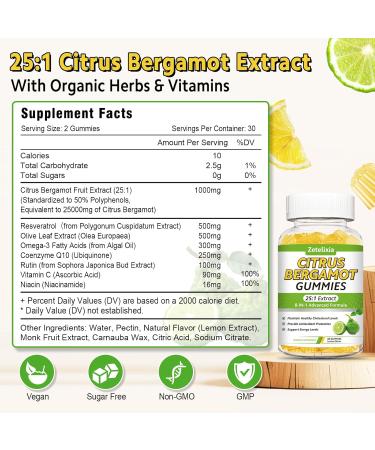 Citrus Bergamot Gummies Citrus Bergamot Supplement for High Cholesterol Cholesterol Lowering Supplement for Heart Immune System & Healthy Aging Support Sugar Free Vegan Lemon Flavor 60 Count 60 Count (Pack of 1) - Buy Online on GoSupps.com