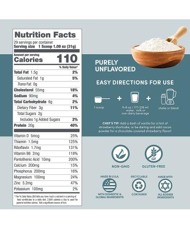 Designer Whey Natural 100% Whey Protein Powder - Gluten-Free, Non-GMO, Probiotics & Key B-Vitamins - 12 oz Unflavored - Buy Online on GoSupps.com