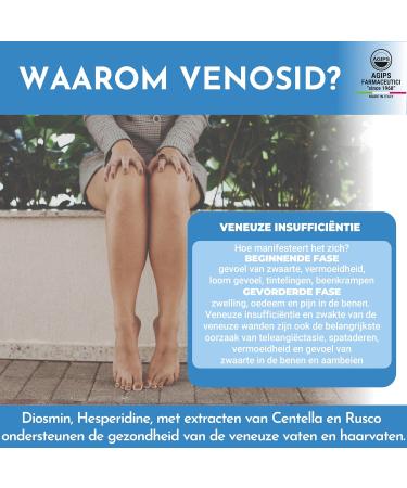 AGIPS FARMACEUTICI DIOSMINE + HESPERIDINE 400 mg Supplement for Microcirculation Venosid 30 Tablets for Plexus Microcirculation Legs Varicose Veins Swollen Legs Cracked Capillaries Agips - Buy Online on GoSupps.com
