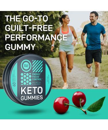 Wild Fuel Keto Candy Collagen Gummies with MCT Oil - 60 Cherry Flavor Energy Chews for Physical & Mental Focus - Low Carb & Healthy Running Snack - Buy Online on GoSupps.com