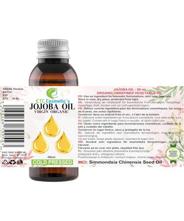 JOJOBA OIL - 50 ml - ORGANIC UNREFINED RAW VIRGIN COLD PRESSED - Buy Online on GoSupps.com