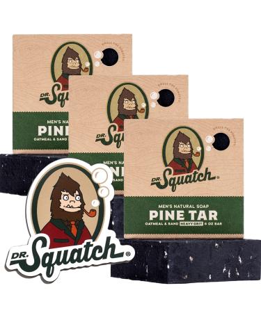 Dr. Squatch All Natural Bar Soap for Men with Heavy Grit 3-Pack Pine Tar Soap with Collectible Magnet - Men's Natural Soap - Buy Online on GoSupps.com