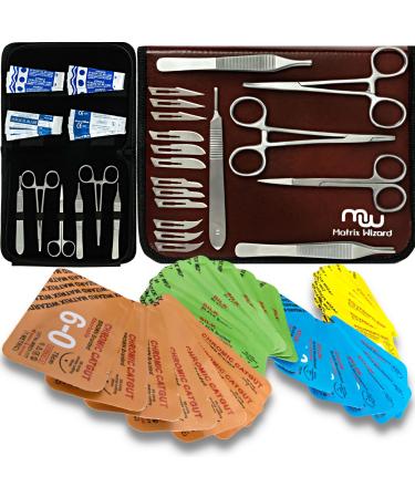 Sterile Sutures Thread with Needle Plus Tools: Extra Large Mixed Dissolvable and Non-Dissolvable Suture 47 Unit Set - Emergency Camping Hiking First Aid Demo Surgical Wound Closure Training Vet Use