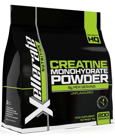 Creatine Monohydrate Powder Micronised - 1kg - 200 Servings 7 Month Supply - Finest Grade Pure & Unflavoured - Sports Vegan Powder - Made in The UK by Xellerate Nutrition